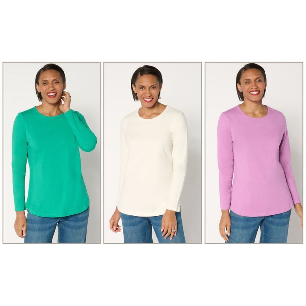 Denim & Co. Women's Top Sz 2XS (XXS) Essentials Perfect Multi-colored